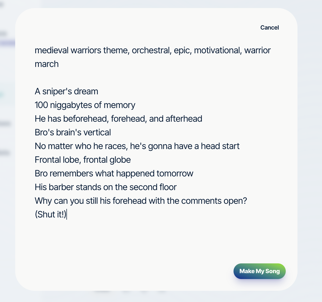 Neume's song prompt input interface 