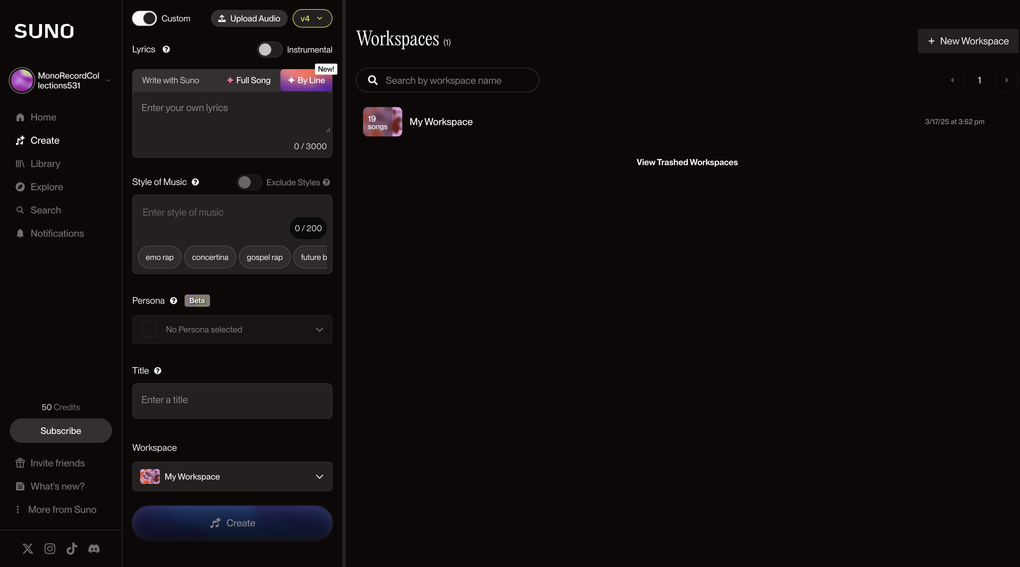 Suno UI