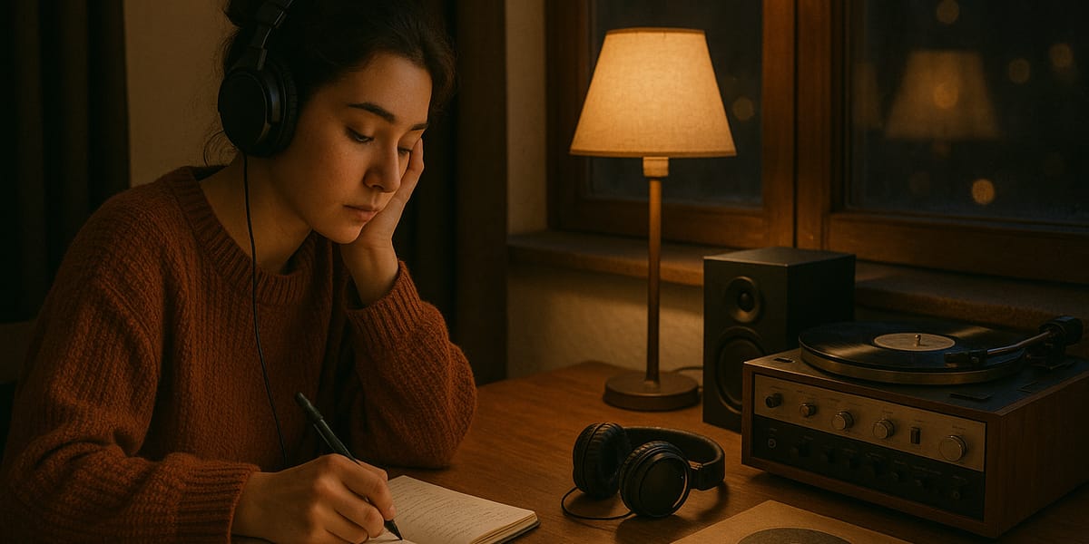 Working while listening to lo-fi music