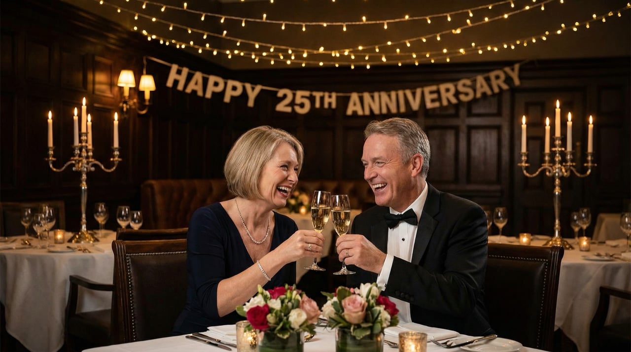 A couple celebrating their anniversary milestone together