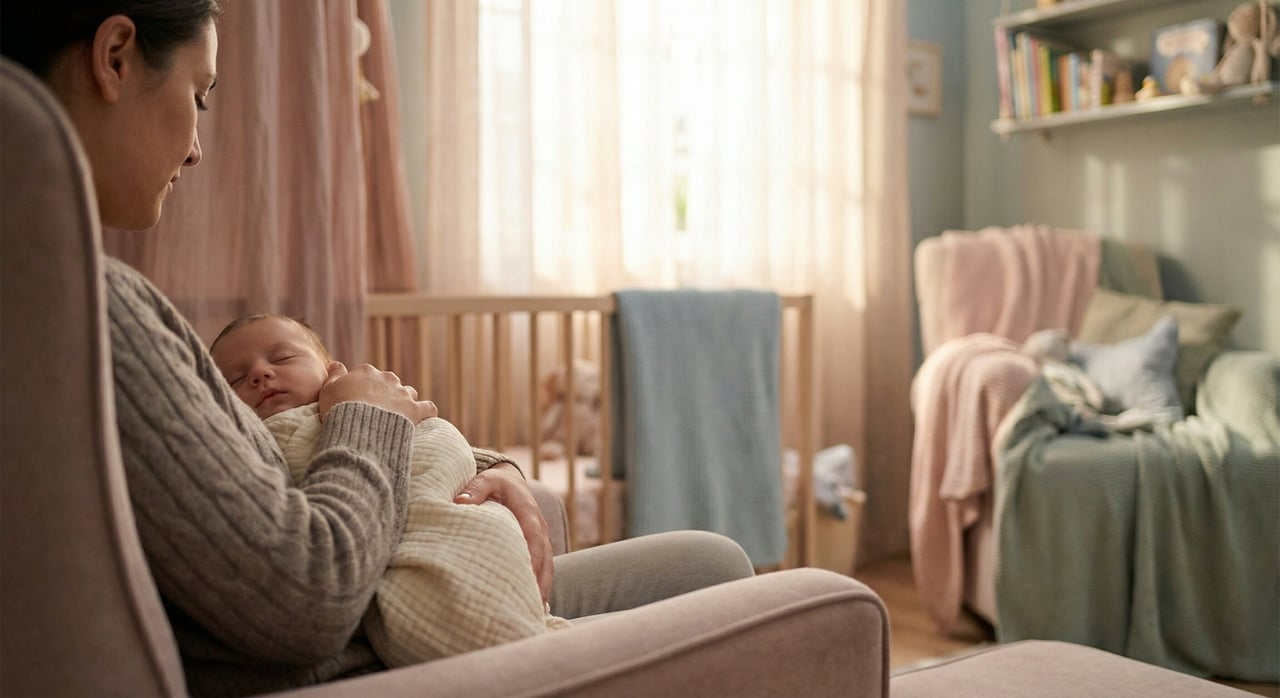 A peaceful sleeping baby bathed in soft moonlight