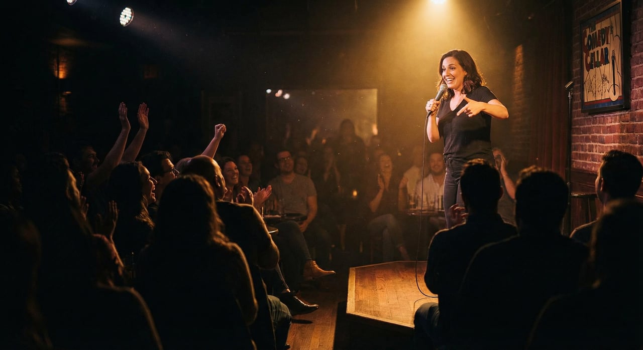 A comedy stage setup for a roast performance