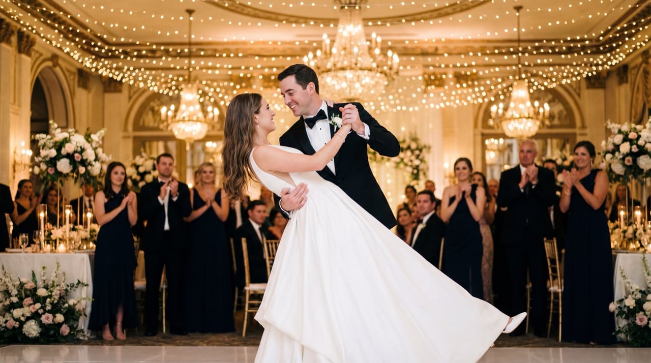 A beautiful first dance at a wedding reception
