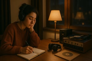 Working while listening to lo-fi music