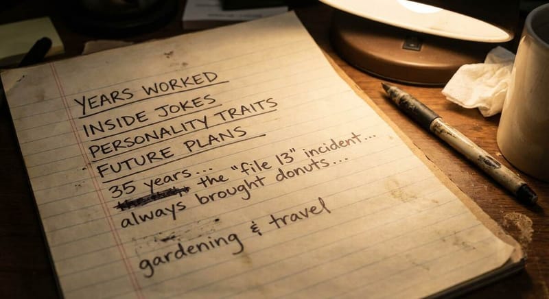 Collecting personal retirement memories before writing a song