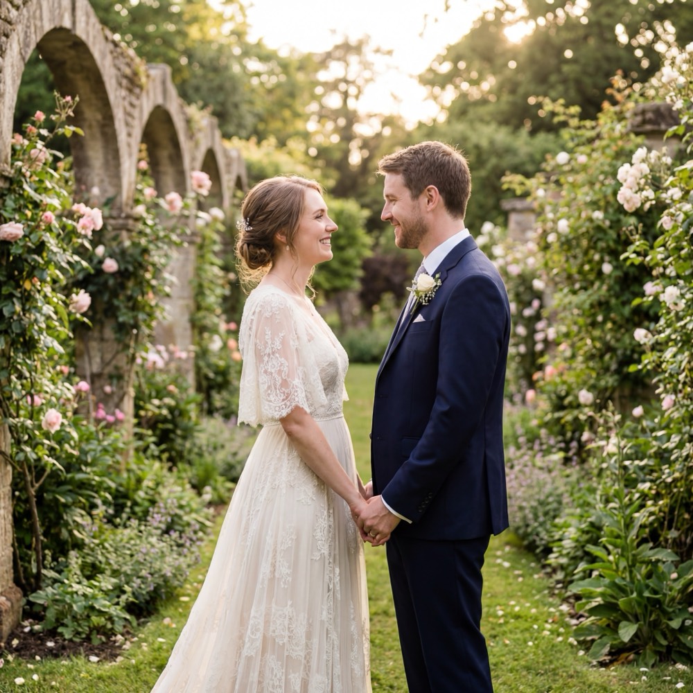 Beautiful bride and groom portrait